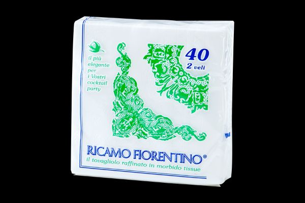 Tovaglioli di carta bianchi Ricamo fiorentino 40x40x40