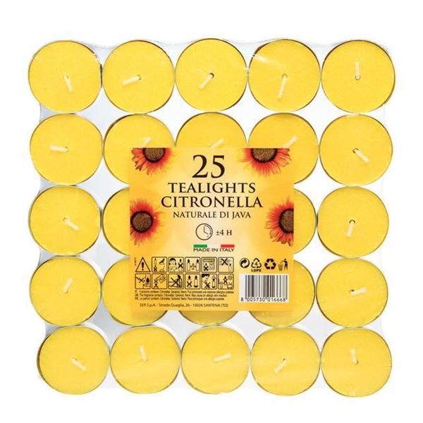 Immagine di CANDELE TEALIGHT ALLA CITRONELLA 25 PEZZI