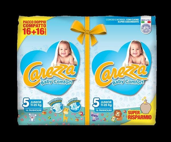 Picture of CAREZZA BABY COMFORT JUNIOR NAPPIES (11-25 KG) 32 PIECES