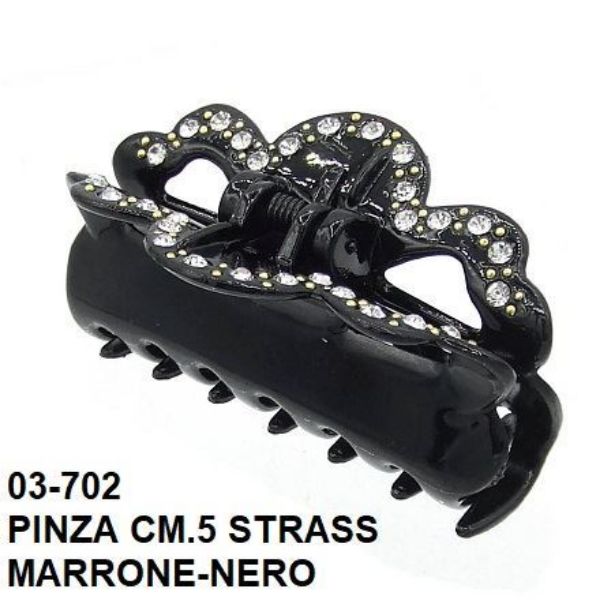 Picture of PINZA CM 5 STRASS MARRONE E NERO