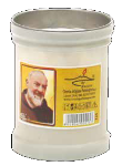 Lumino votivo bianco con Padre Pio  25 T