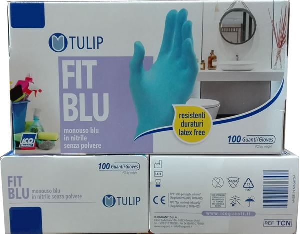 Immagine di TULIP GUANTI NITRILE 100 AZZURRI PICCOLI  6,5/7