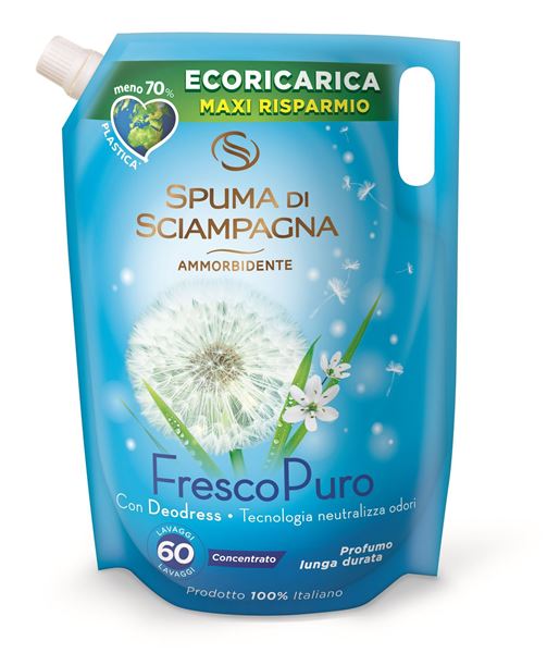 Immagine di SPUMA DI SCIAMPAGNA AMMORBIDENTE ECORICARICA 60 LAVAGGI FRESCO PURO