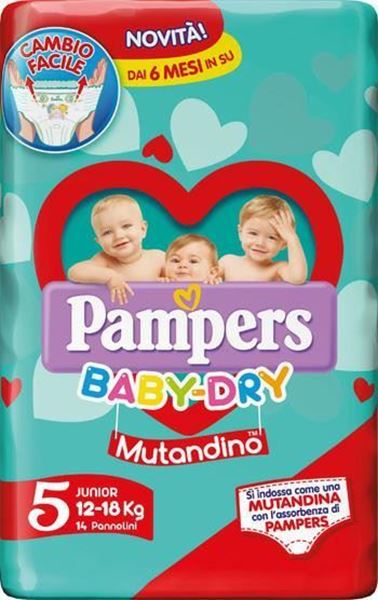 Picture of PAMPERS BABY-DRY NAPPY PANTS JUNIOR (12-18 KG) 14 PIECES