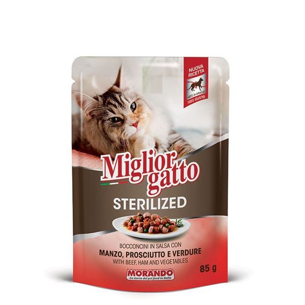 Picture of MIGLIOR GATTO STERIL.BUSTA 85GR MANZO PROSC.