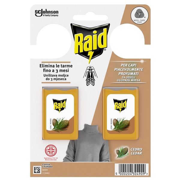 Raid Antitarme Gel al profumo di cedro - 2 pz