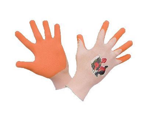 Guanti da giardinaggio da donna arancioni con stampa floreale	