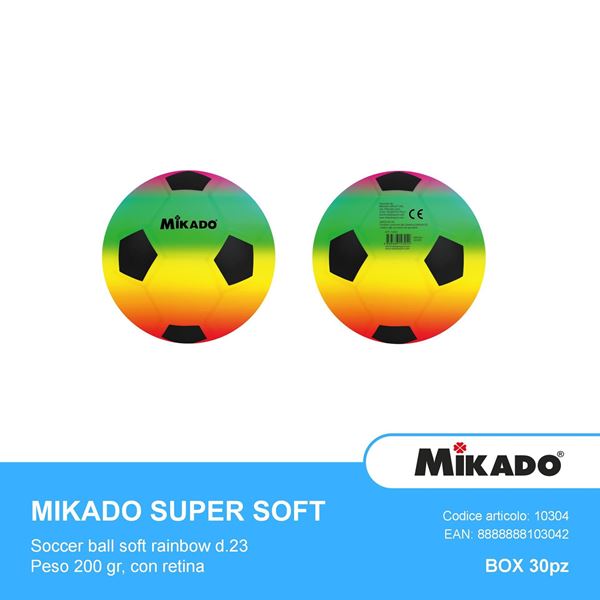 Picture of MIKADO SUPER SOFT RAINBOW SOCCER BALL DIAMETER 23 