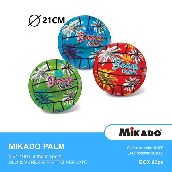 Immagine di PALLONE MIKADO BEACH VOLLEY CON PALME EFFETTO PERLATO DIAMETRO 21