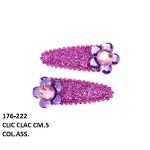 Picture of CLICK CLAC CLIPS WITH STONE AND GLITTER FLOWER IN ASSORTED COLOURS 6 PIECES