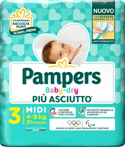 Immagine di PAMPERS PANNOLINI BABY-DRY MIDI(4-9 KG) 20 PEZZI