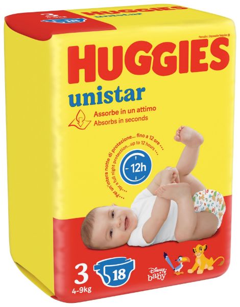 Picture of HUGGIES UNISTAR NAPPIES MIDI (4-9 KG) 18 PIECES 