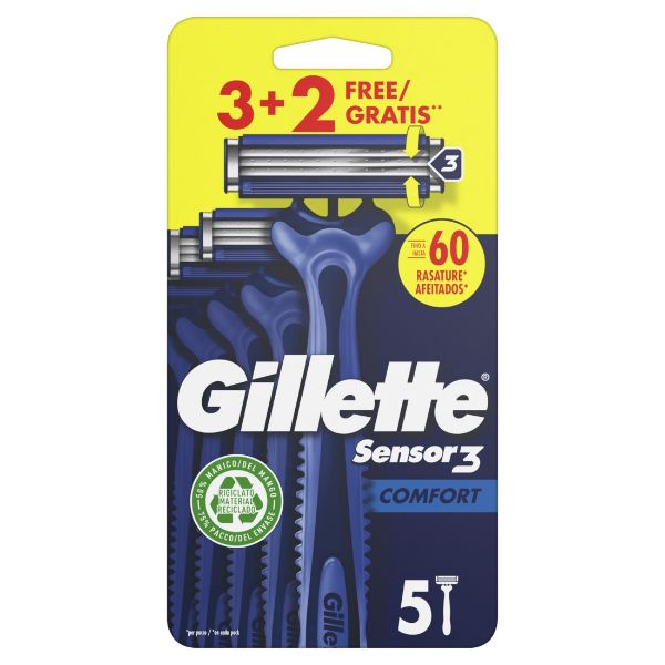 Gillette Sensor 3 Comfort 3 rasoi + 2 in omaggio