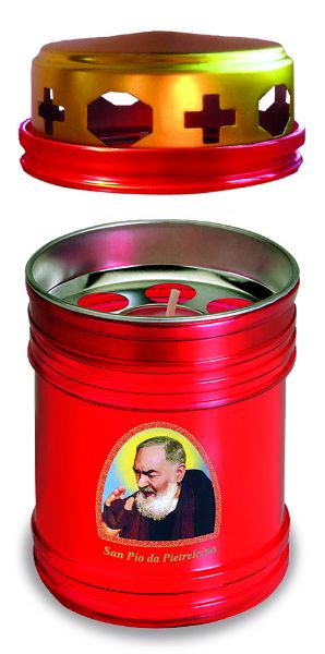 Immagine di Lumino rosso cp 20l piccolo in plastica Padre Pio